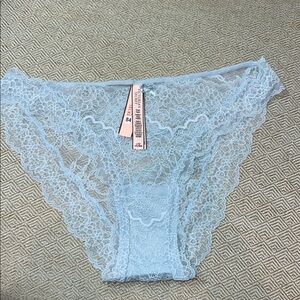 Large Victoria's Secret Dream Angels Lace Cheekini Panty Blue NWT